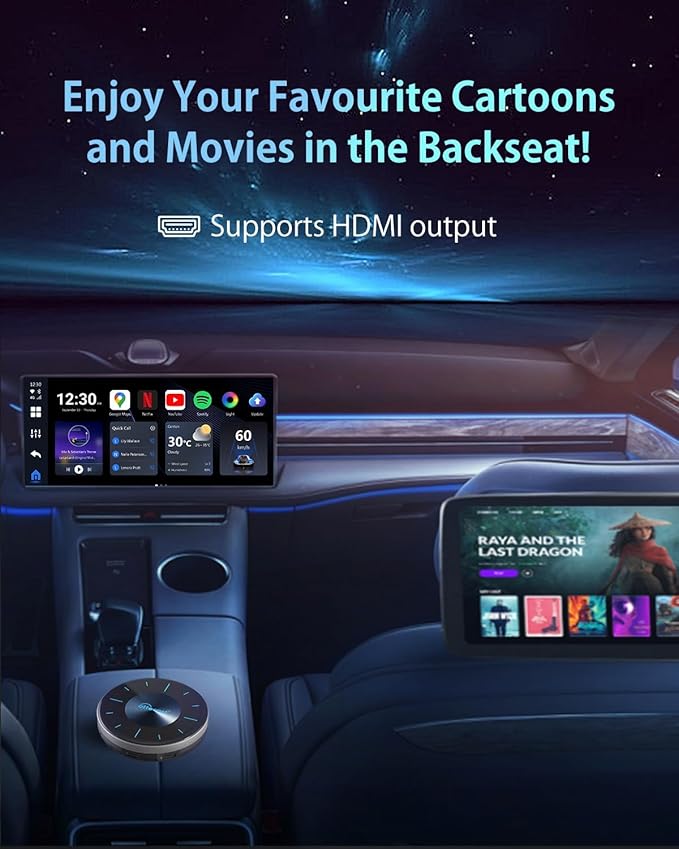 OTTOCAST P3 OttoAiBox - 2024 Android 12 CarPlay AI Box, Wireless CarPlay & Android Auto Adapter, 8GB+128GB, HDMI Output, GPS, Video Viewing YouTube, Netflix, Tiktok, etc