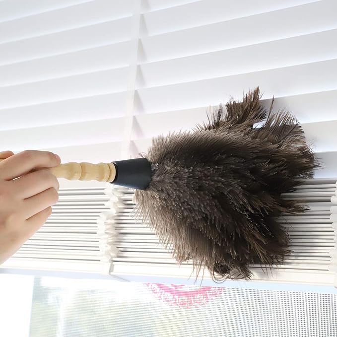 Midoneat Natural Gray Ostrich Feather Duster,2 Packs,Car Duster Interior/Exterior Cleaner, Cleaning for Blinds Kitchen Keyboard Office, Smart and Soft and Fluffy (Gray)