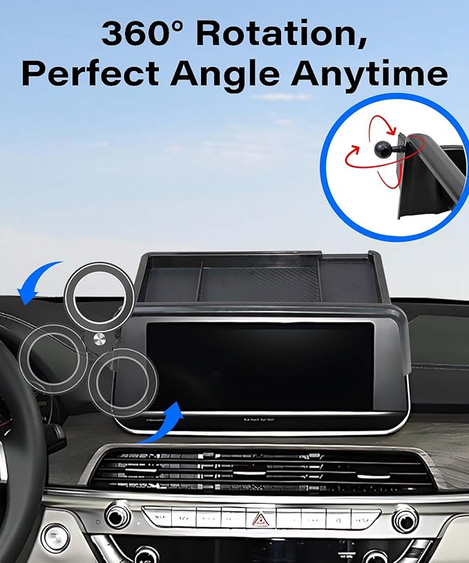 Car Phone Holder for KIA Telluride 2020 2021 2022 Accessories Apply to 10.25 Inch Screen Fixed Clip Magnetic Cell Phone Mount Hands-Free 360 Degree Rotation with Dashboard Storage Tray