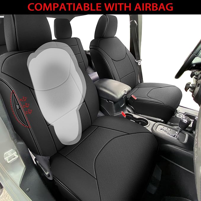 AOMSAZTO Seat Cover for Jeep Wrangler JK 4 Door 2008 2009 2010 Custom Full Set Waterproof Faux Leather Seat Cushion Protector Custom Car Seat Cover Accessories - Black