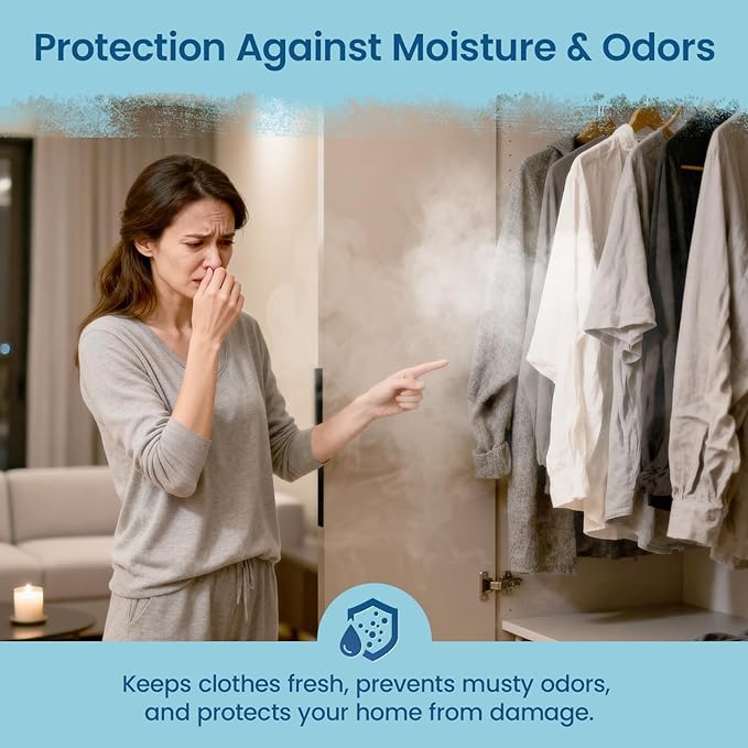 Moisture Absorbers and Humidity Absorber Bags for Closet - 10 Pack High-Efficiency Moisture Absorber and Humidity Packs for Home, Moisture Bags and Dehumidifier Bags for Car Ocean Scent, 10 Pack