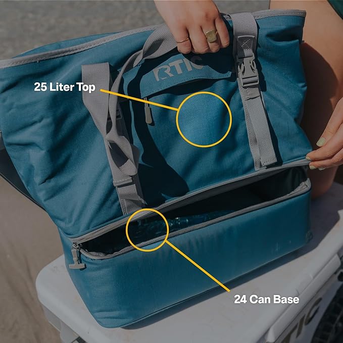RTIC 2-in-1 Chillout Bag Soft Insulated Cooler Tote, Portable, for Lunch, Beach, Travel, Drink, Beverage, Car, Camping, Picnic, 24-Can Capacity,