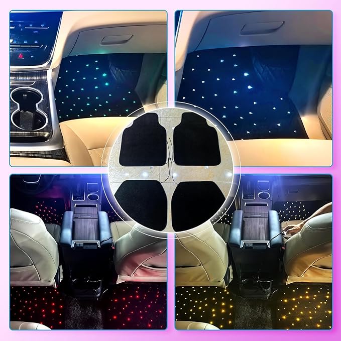 Starlinkmats LED Car Floor Mats - Black Automotive Carpet with App Control, Waterproof & Washable, Creates a Romantic Atmosphere for Dates