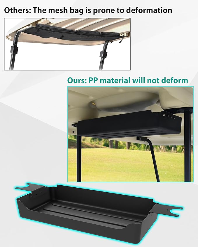 SAUTVS Rear Overhead Storage Tray for Club Car Tempo 2025 Golf Cart Accessories, Roof Rear Storage Box Ceiling Organizer Tray Compatible with Club Car Tempo 2025 Standard Factory Golf Cart