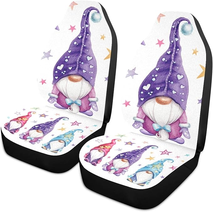 xigua Cute Gnomes Front Car Seat Cover Breathable Waterproof Non-Slip Wearable Car Seat Accessories Easy to Install Automotive Front Protectors for Most Cars Trucks SUV, 2PCS