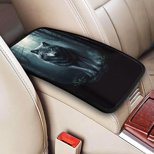 Tree Wolf Car Auto Armrest Cushion Cover Accessories Center Console Seat Box Pad Protector Universal Decoration for Most Vehicle SUV Truck