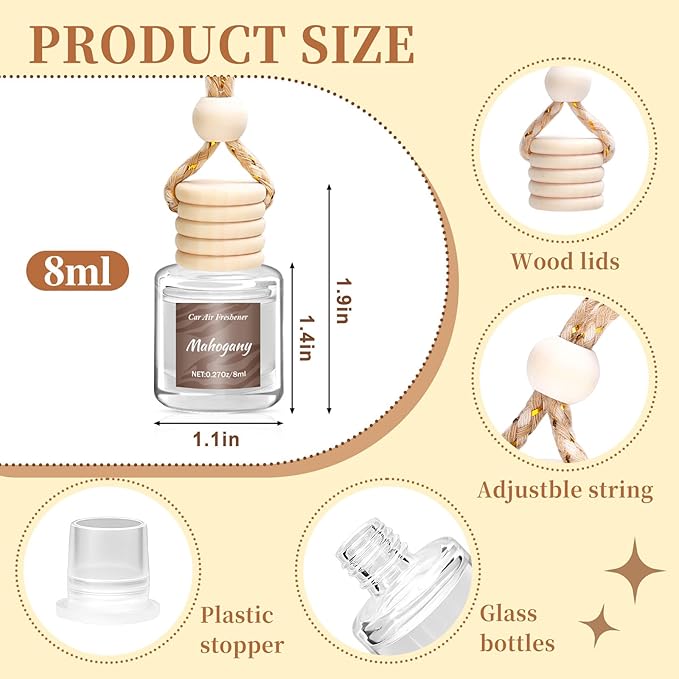 6 Pack Car Air Freshener - Mothers Day Gift for Her, Hanging Air Freshener Essential Oil Diffuser, Romantic Car Scents Cute Auto Decor Birthday Gifts for Women/Men
