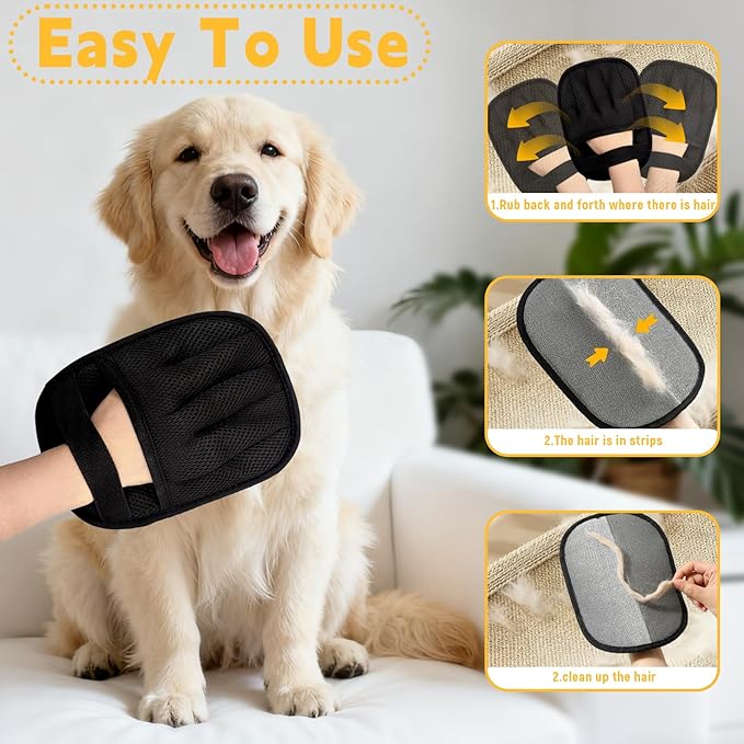 Morofme Pet Hair Removal Glove for Dog & Cats Magic Brush Pet Hair Removal Five-Finger Electrostatic Pets Hair Gloves Dog Fur Remove Glove Pets Hair Removel Tool for Couch Carpet Car Seat Cat Grooming