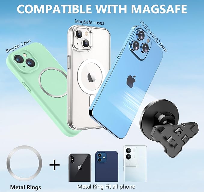 Surfcabin CNC Magnetic Truck Air Vent Phone Holder, Metal Phone Mount Cradles for F150, Compatible with Ford F150 2021-2026 & Super Duty F250 F350 F450 2021-2025 and Most Cellphones