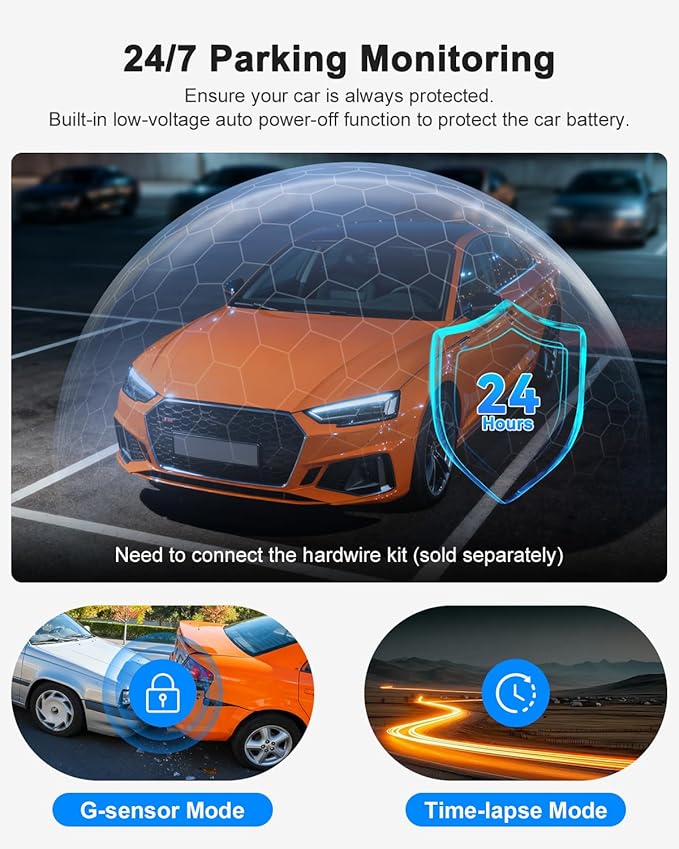 Dash Cam Front and Rear, 4K FHD Dual Dash Camera for Cars Built-in 5G WiFi GPS, 64GB Card Included, Car Camera with 3" IPS Touch Screen, UHD 2160P Night Vision, WDR, 24H Parking Monitor, App Control