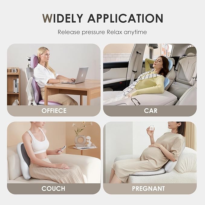 FLORICH Lumbar Support with Car headrest Back Pillow for Chairs Headrest Pillow for Car Ergonomic Ultrathick Memory Foam Back Pillow for Office Chair (Purple)