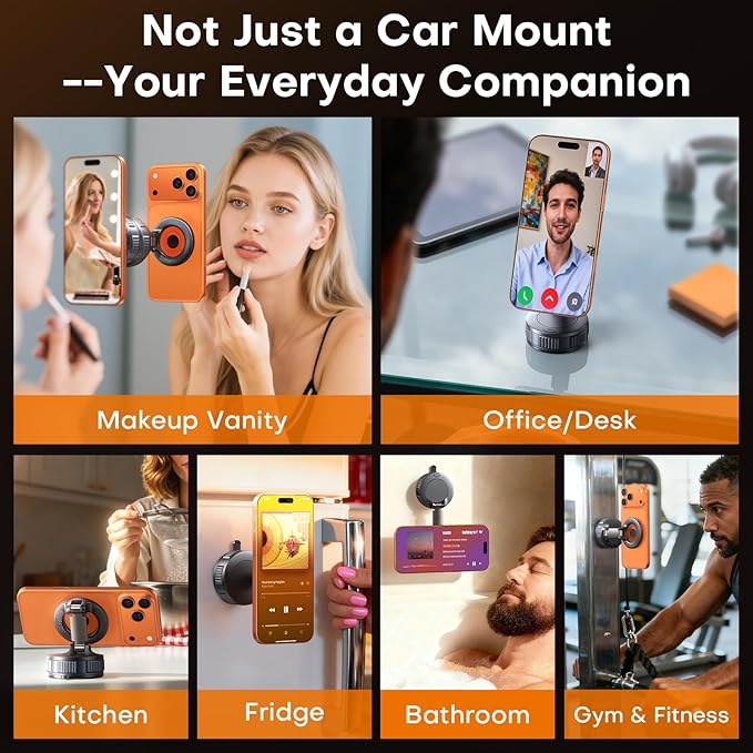 Car Phone Holder, 360°Adjustable Magnetic Phone Holder for Car, Foldable Suction Cup Phone Mount, Phone Holders for Your Car for iPhone 17/16/15/14/13/12 Series