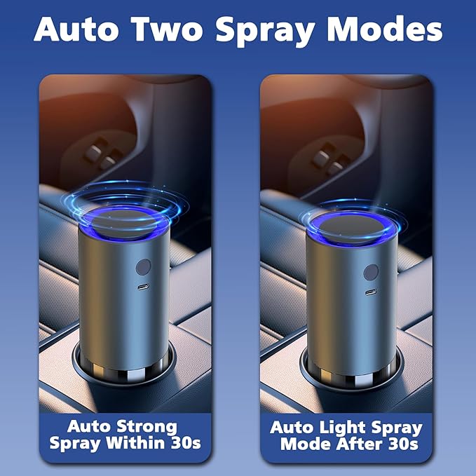 Smart Car Air Freshener, Car Air Freshener Diffuser with 100ml Perfume, Auto On/Off Intelligent, Rechargeable Aroma Diffuser,Auto Two Spray Modes, Ocean Scent, Light Fragrance Type