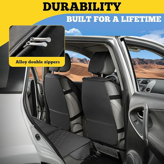 LINGVIDO Car Seat Covers for Front Seats (2 Seats) - Premium Perforated Nappa Leather,Waterproof Shield, Omni-Adapt Fit for SUVs Sedans, Ideal for Rideshare & Pets