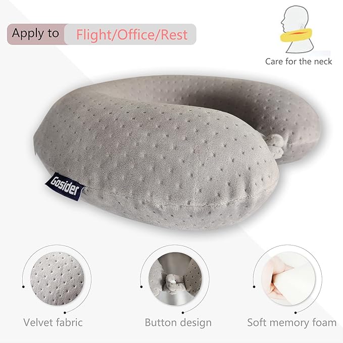Memory Foam Travel Pillow, Comfortable Travel Neck Pillow U Shape, Support Neck and Head to Relieve Fatigue, Portable Neck Pillow Suitable for Planes, Trains, Self-Driving Cars