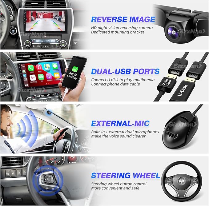 for Toyota Camry 2015 2016 2017 Radio Upgrade Android Touchscreen Compatible with Wireless Carplay Android Auto,Car Stereo Bluetooth Navigation GPS WiFi FM/AM Backup Camera 8-core Head Unit