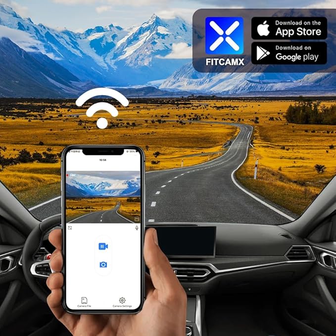 Fitcamx 4K Dash Cam for 2020-2024 BMW 4 Series M4 430i 440i M440i Xdrive G22 G23 G26 G82 G83 (HD2-6808), OEM Look, UHD 2160P Video, WiFi&APP, Loop Recording, Gravity Sensor, Plug&Play, 64GB Card