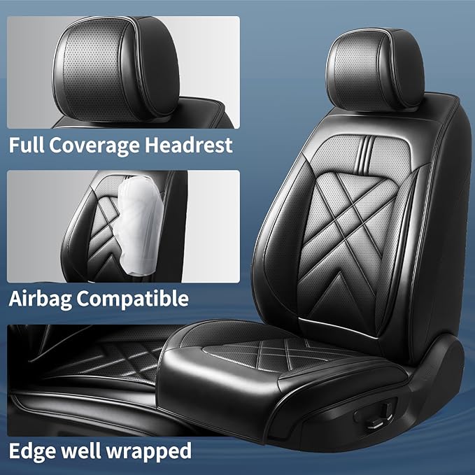 CX-50 Car Seat Covers Custom Fit for Mazda CX-50 2023-2026, Full Coverage Premium Leather Waterproof Breathable Seat Covers, Automotive Seat Protectors, Airbag Compatible(2 Front Seats, Black)