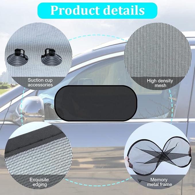 Car Rear Window Sunshade with Suction Cup, Sun UV Rays Protection for Car Back Window, Sunlight Shield Blocker Mesh Cover for Rear Facing Seats, car Accessories for Baby, Pets, Children （39"x19"/Rear）