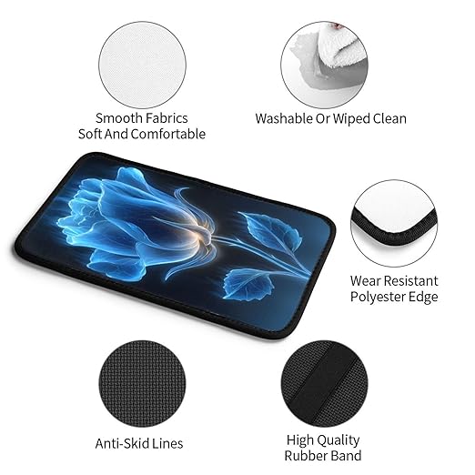 Blue Rose with Glowing Car Auto Armrest Cushion Cover Accessories Center Console Seat Box Pad Protector Universal Decoration for Most Vehicle SUV Truck