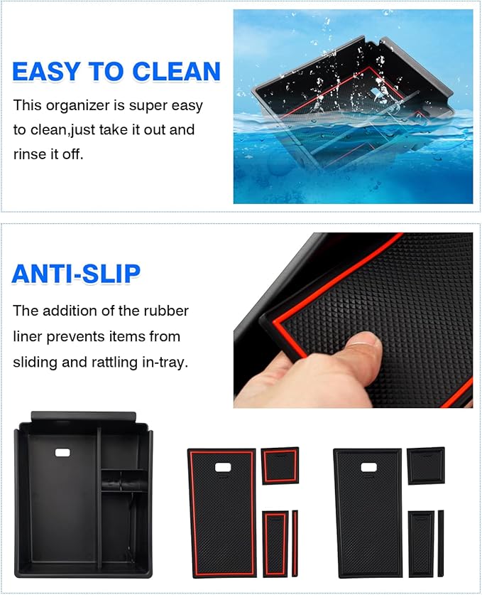 Autorder Center Console Organizer for 2022 2023 2024 Hyundai Tucson Accessories Armrest Storage Box Secondary Insert Tray with 2 Color Mats