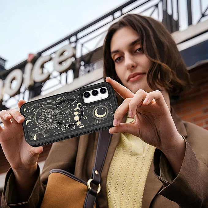 for Samsung Galaxy A15 5G Phone Case - Compatible with MagSafe Women Girls Cute Magnetic Protective Cover Girly Sun Moon Aesthetic Design Heavy Duty Shockproof for Samsung A15 5G Case 6.5"