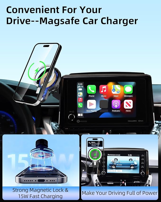 PZK Car Phone Mount for 2019-2025 2026 Toyota Corolla/Corolla Hatchback/Corolla Cross 2022-2025 2026 Accessories 8-inch Screen Magnetic 15W Fast Wireless Charging Car Phone Holder Not Affect Vent