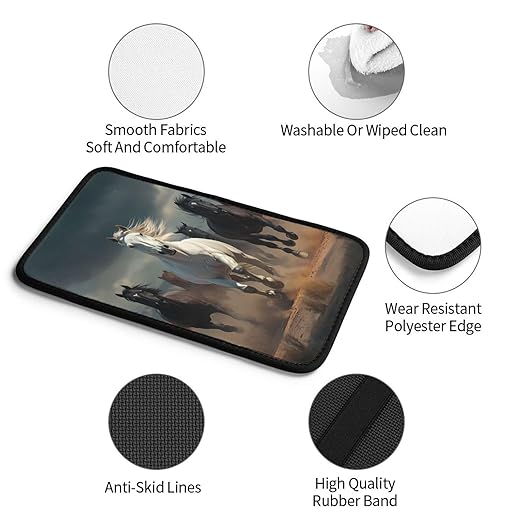 Group of Wild Horses Car Auto Armrest Cushion Cover Accessories Center Console Seat Box Pad Protector Universal Decoration for Most Vehicle SUV Truck