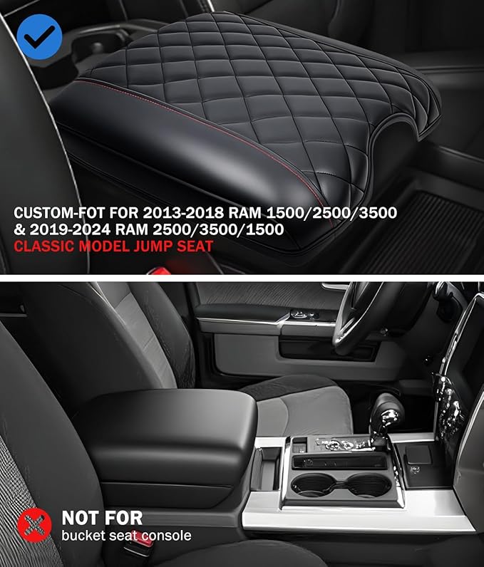 Center Console Cover for Silverado & GMC Sierra 2019-2025, Tahoe&Suburban&Yukon 2021-2025 Accessories, Leather Middle Armrest Console Cover Elbow Arm Rest Cushion for Car (Bucket Seat Console Only)
