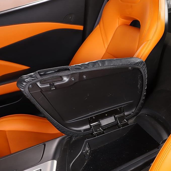 Center Console Cover Pad for Chevrolet Corvette C7 2014-2019 Accessories, Console Arm Rest Lids Cover Mat, Car Armrest Seat Box Cushion Protector, Armrest Pillow, Auto Armrest Cover (Leather_A)