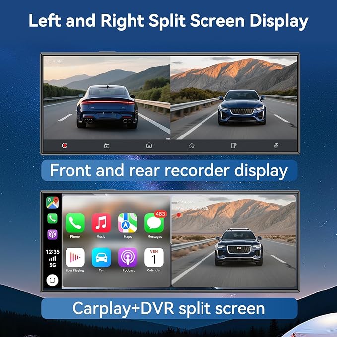 Carplay Screen for Car, Largest 11.5" Wireless Carplay & Android Auto Screen with 4K Dashcam / 1080P Rear Camera, Compatible with A-pple Carplay, Bluetooth, FM, TF Card, Voice Control, Navigation