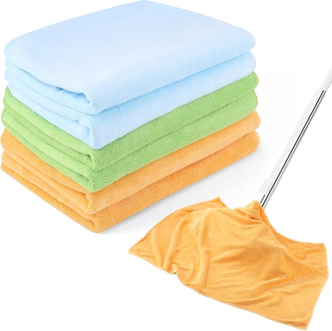 6 Pack Extra Large Microfiber Cleaning Cloths 20"x30", Lint-Free Reusable Towels for Home, Glass, Windows, Office, Kitchen, Bathroom – Mixed Color