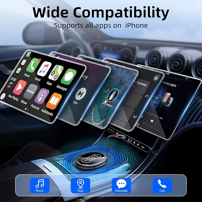 for Apple Wireless Carplay Adapter, Converts Wired to Wireless, Plug & Play, No Delay, Mini Carplay with USB & USB C, Compatible with iPhone 6 or above/iOS10+ & Cars from 2016 (Gray) (Carplay B)
