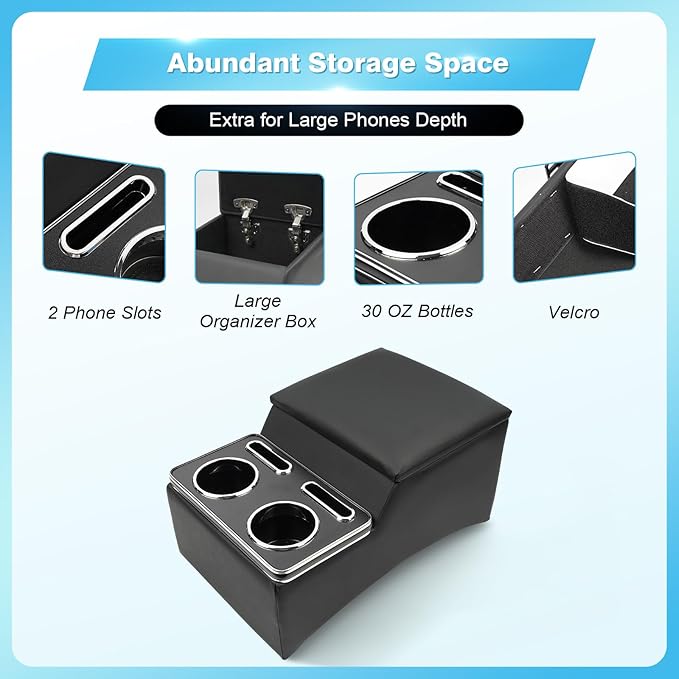 Center Console, Universal Front Bench Seat Consoles,Truck Seat Organizer and Storage,Center Console for Truck & Minivan & Car& SUV Cab Front Seat Bench Seat Storage Box (Regular)