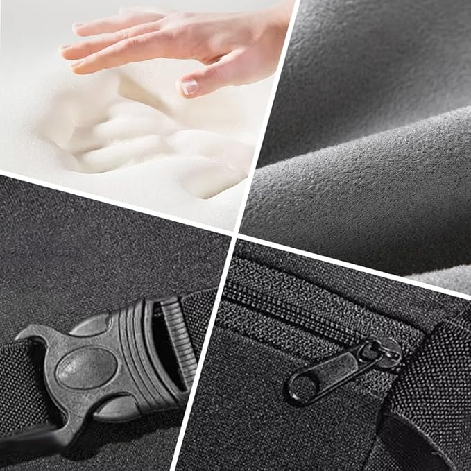 2025 New Car Headrest & Lumbar Support Cushion, Ergonomic Car Seat Headrest Neck Rest Cushion Lumbar Support Pillow Memory Foam & Breathable Removable Cover for Neck Back Pain Relief (Gray)