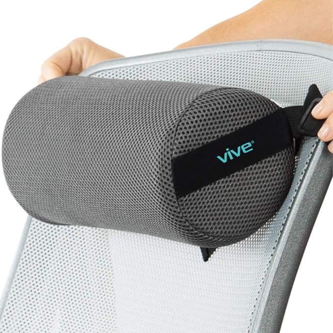 Vive Lumbar Roll Pillow for Lower Back Pain - Low Back Support Cushion for Office Chair, Car, Driving, Desk Computer - Ergonomic Portable Cervical Bolster for Thoracic Low Rest Posture Corrector(Firm)