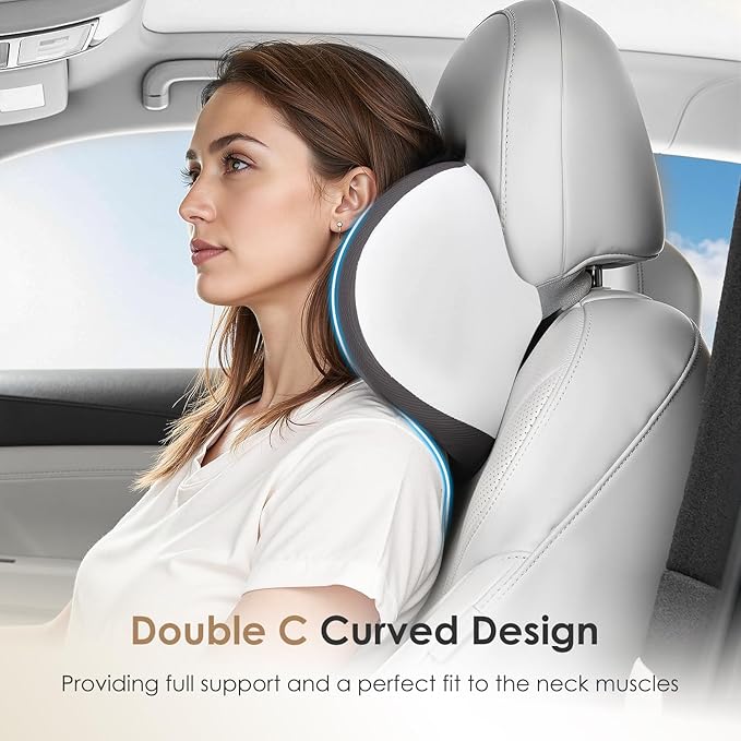 FLORICH Car Seat Cushion & Lumbar Support Pillow & Car Neck Pillow, Ergonomic Memory Foam Driving Seat Cushions for Back & Sciatica Pain Relief, Non-Slip Cushion for Car, Office Chair,Wheelchair-Gray