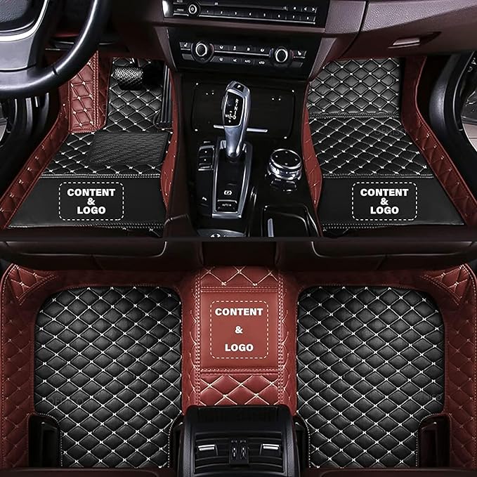 Custom Making Car Floor Mats for 98% Sedan SUV Car Protection Full Coverage Mats Anti-Slip Leather Floor Liners All Weather Car Floor Mats (Black+Coffee Side)
