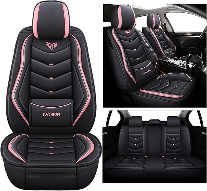 Car Seat Covers Full Set,Automotive seat Covers for Cars,Waterproof Leather seat Covers with Fixed Lumbar Support,Universal Fit for Most Cars,SUV,Trucks and Sedans