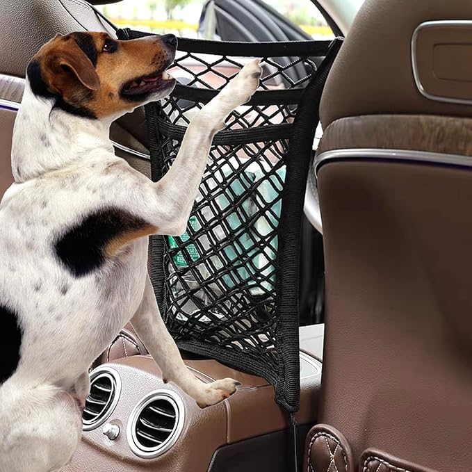 3-Layer Car Mesh Organizer, Seat Back Net Bag, Barrier of Backseat Pet Kids, Cargo Tissue Purse Holder, Driver Storage Netting Pouch, Car Accessories