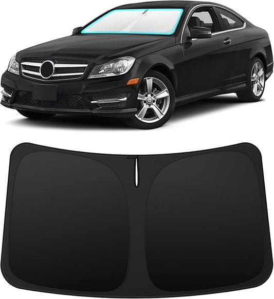 INSAUTO Custom Fit Windshield Sun Shade Accessories for Mercedes-Benz C-Class 2008-2014, Foldable Front Window Sunshade, UV & Heat Reflector, Keeps Interior Cool, Includes Storage Bag