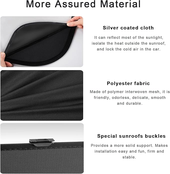 Sunshade Roof Compatible with Volvo C40 2021-2023, Heat Insulation Sunroof Shade, Foldable Glass Roof Shade with Storage Bag, Black