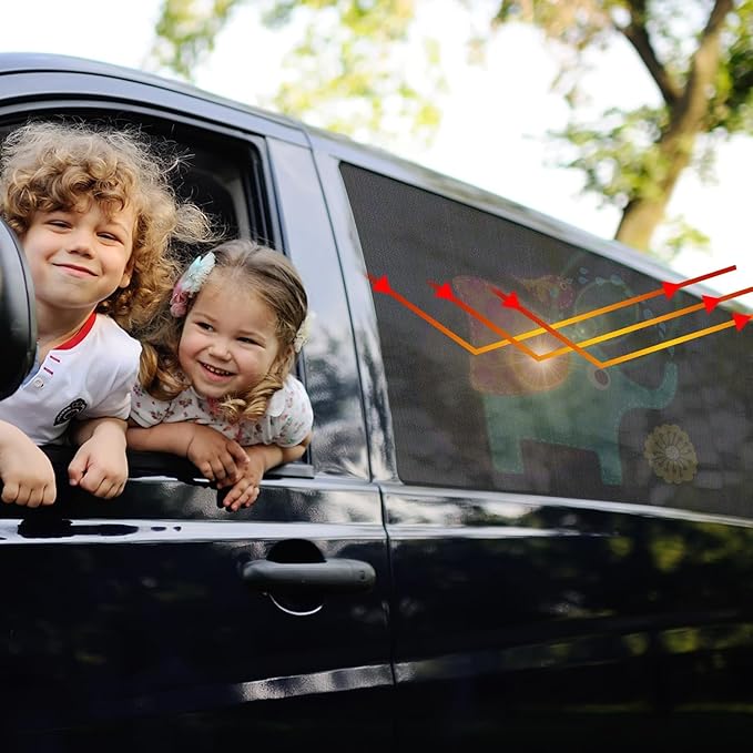 Car Window Shades for Baby, 2 Pack Car Sun Shades with UV Protection, Universal Fit Stretchable Side Window Sunscreen Sun Shades, Rear Window Shades for Kids 21.7 * 39.4 inches