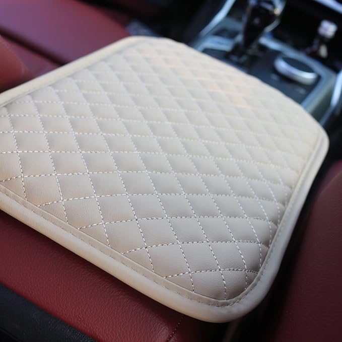 KAELTHAS Car Center Console Cushion Armrest Cover with 2 Storage Bags (Beige,Mid-Size)