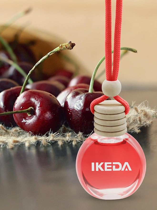 Ikeda Car Air Freshener: Hanging Car Smell Air Freshener | 10ml Hanging Car Perfume | Long Lasting Fragrance | Strong Scents Diffuser for Auto Home (Cherry)