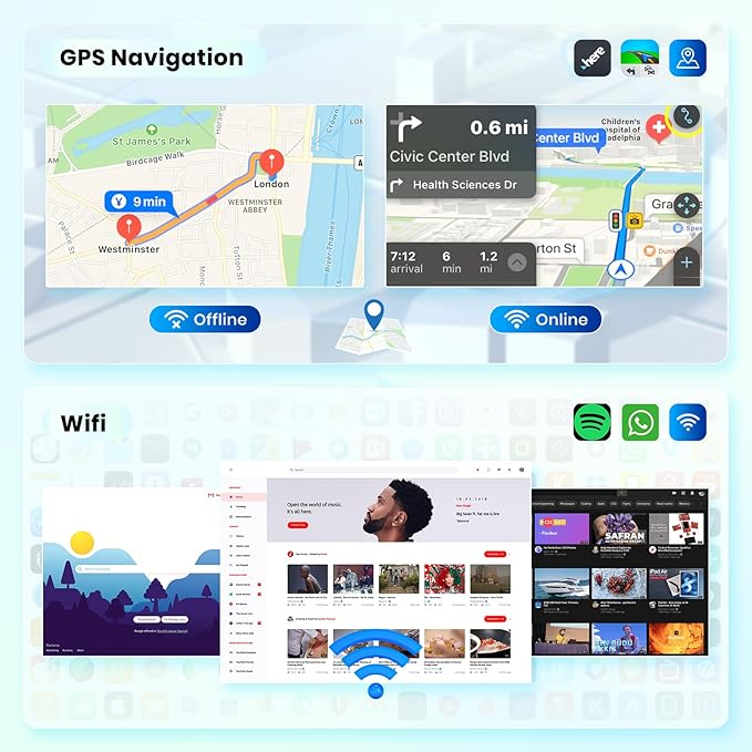 2+64G Android Car Stereo for Ford Expedition 2007-2014 (Manual A/C) Wireless Carplay Android Auto, 9’’ Touchscreen Car Radio with GPS Navigation Bluetooth Mirror Link WiFi FM/RDS EQ Backup Camera SWC