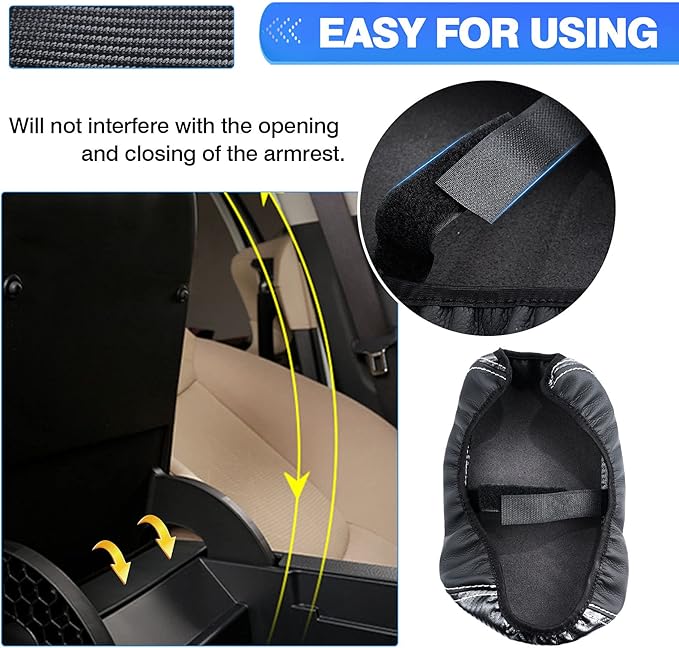 Autorder Center Console Cover for Kia Seltos 2021 2022 2023 2024 2025 Accessories Carbon Fiber Armrest Cover Anti-Scratch Middle Console Pad Leather Armrest Protector