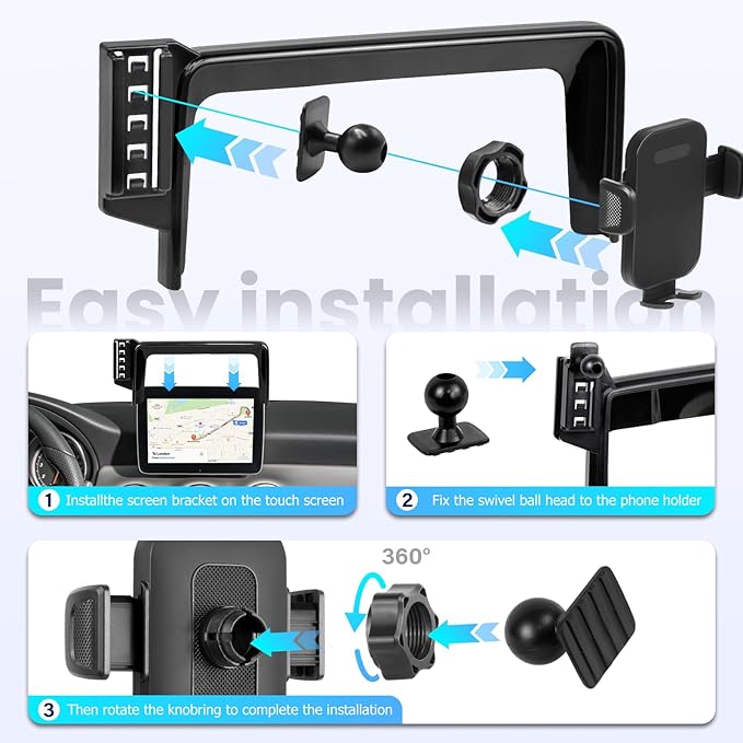 Car Phone Holder Fit for CLA 2015-2019/GLA 2016-2020/A-Class 2017-2019 Accessories -Cell Phone Mount for CLA/GLA 8 inch Touchscreen Hands-Free 360° Rotation