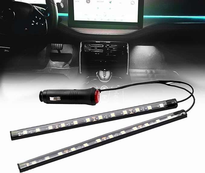 LED Interior Lights DC 12V Seat Ambient Light Cigaret Lighter, Car Uncer Dash LED Light Strip DRL Daylight Strip Car Atmosphere Lights-2 splitters in1 (White)