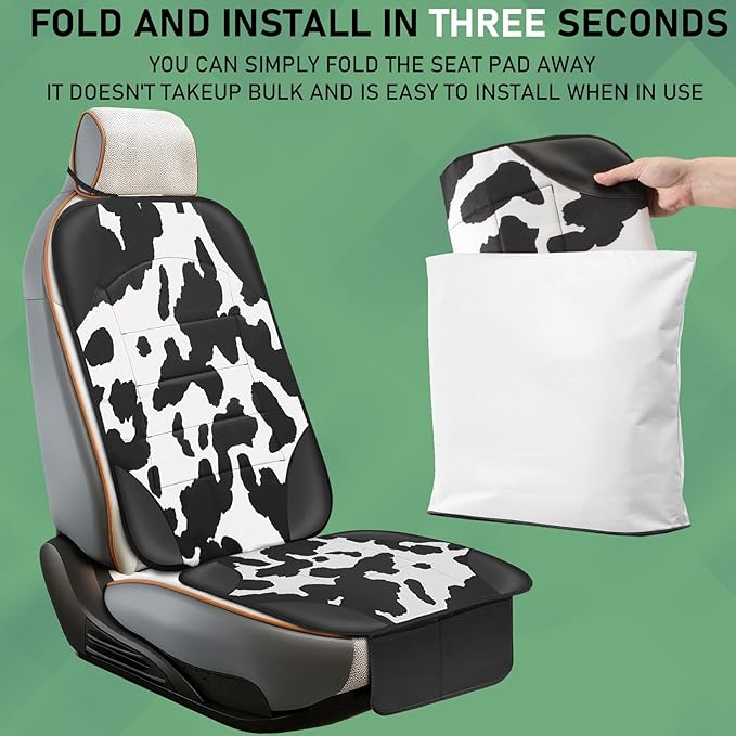 Siivton Car Seat Protector for Child Car Seat,Waterproof Car Seat Cover with Thick Padding, Non-Slip Backing, Protects Fabric & Leather Seats, 2 Mesh Storage Pockets(Cow Print)